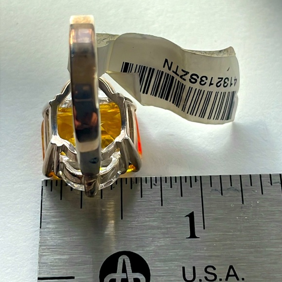 Bold Golden Yellow CZ 925 Sterling Silver Size 9 Large Cocktail Ring - Picture 5 of 8